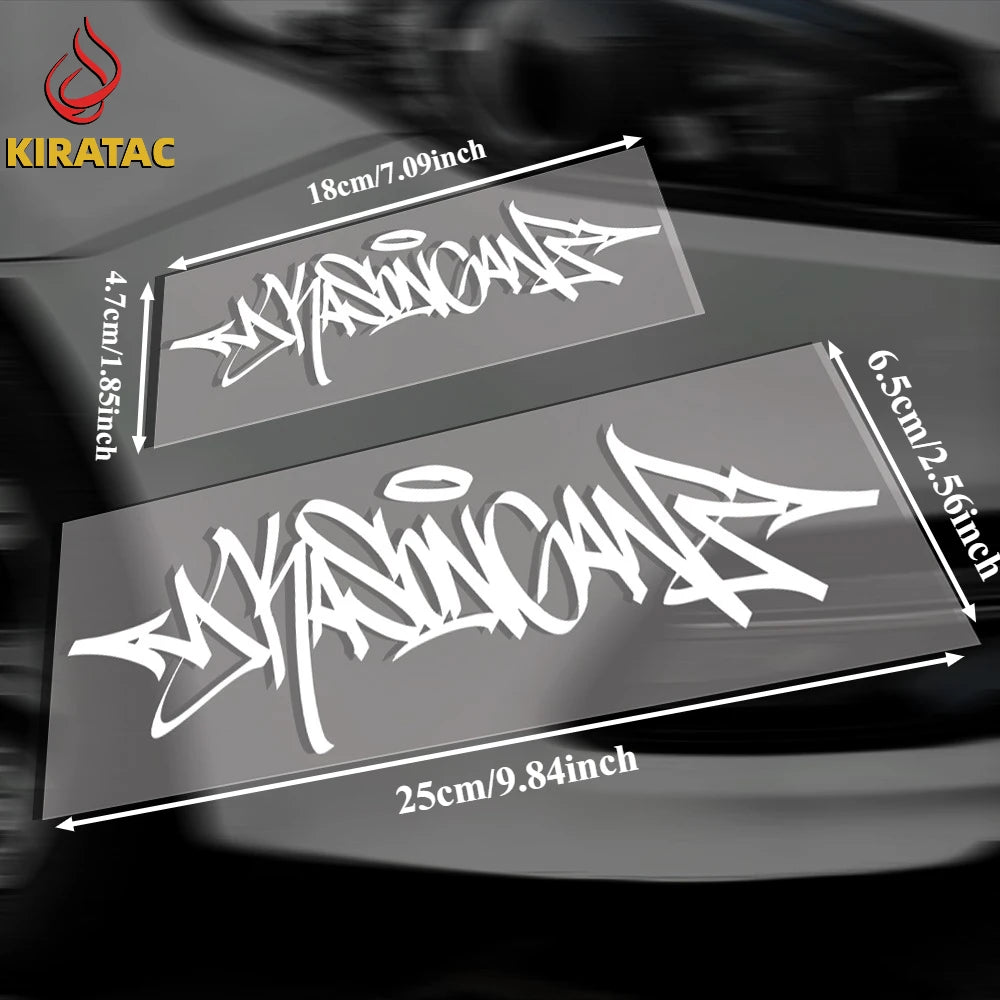 A set of black vinyl graffiti stickers for a motorcycle helmet, featuring wildstyle lettering.