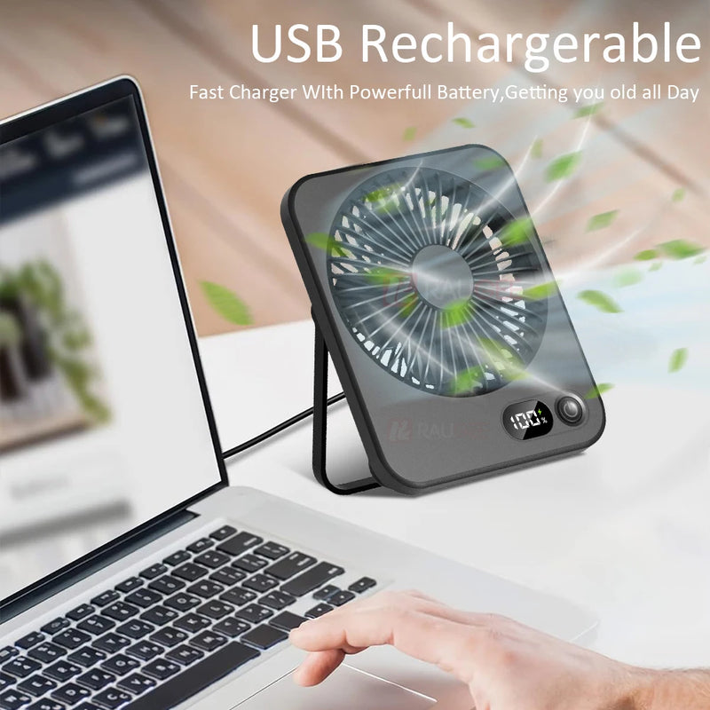 Portable Rechargeable Desk Fan with 5 Speed Settings