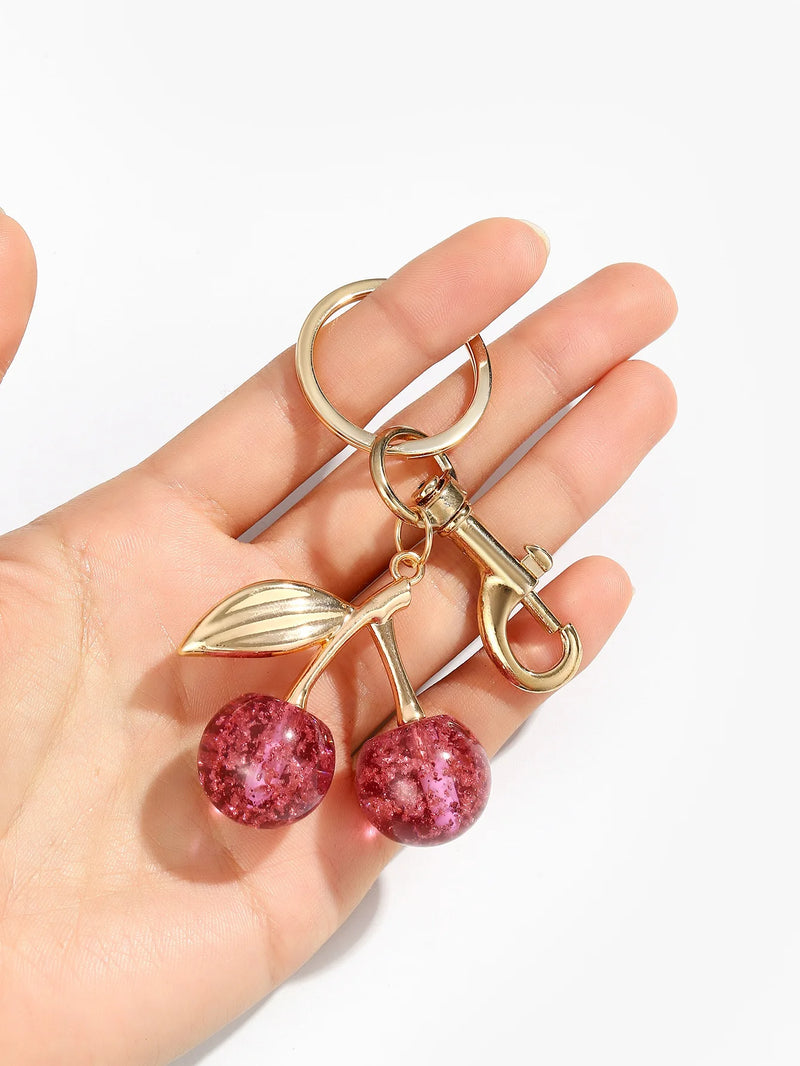 Crystal Cherry Keychain with Lobster Clasp