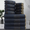 Gold-Stripe Bath Towel Set (3-Pack) – Ultra-Soft & Highly Absorbent