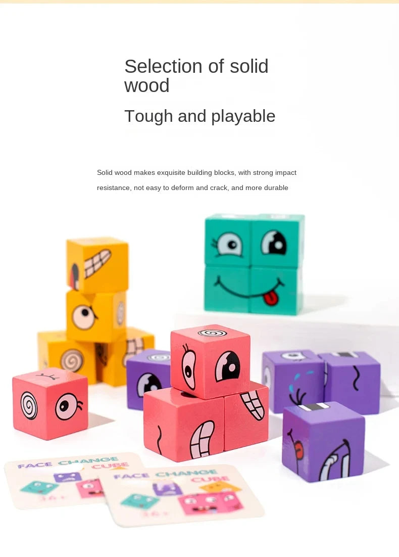 Wooden Face-Changing Cube Puzzle Game for Kids