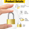 A hand holds a gold-colored padlock and three keys, demonstrating the compact security of the mini copper padlock.