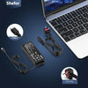 A Type-C fast charger cable and plug for laptops, shown next to a laptop keyboard.