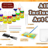 All Inclusive Art Kit featuring 12 colors of paint, brushes, pens, and various supplies for fluid art