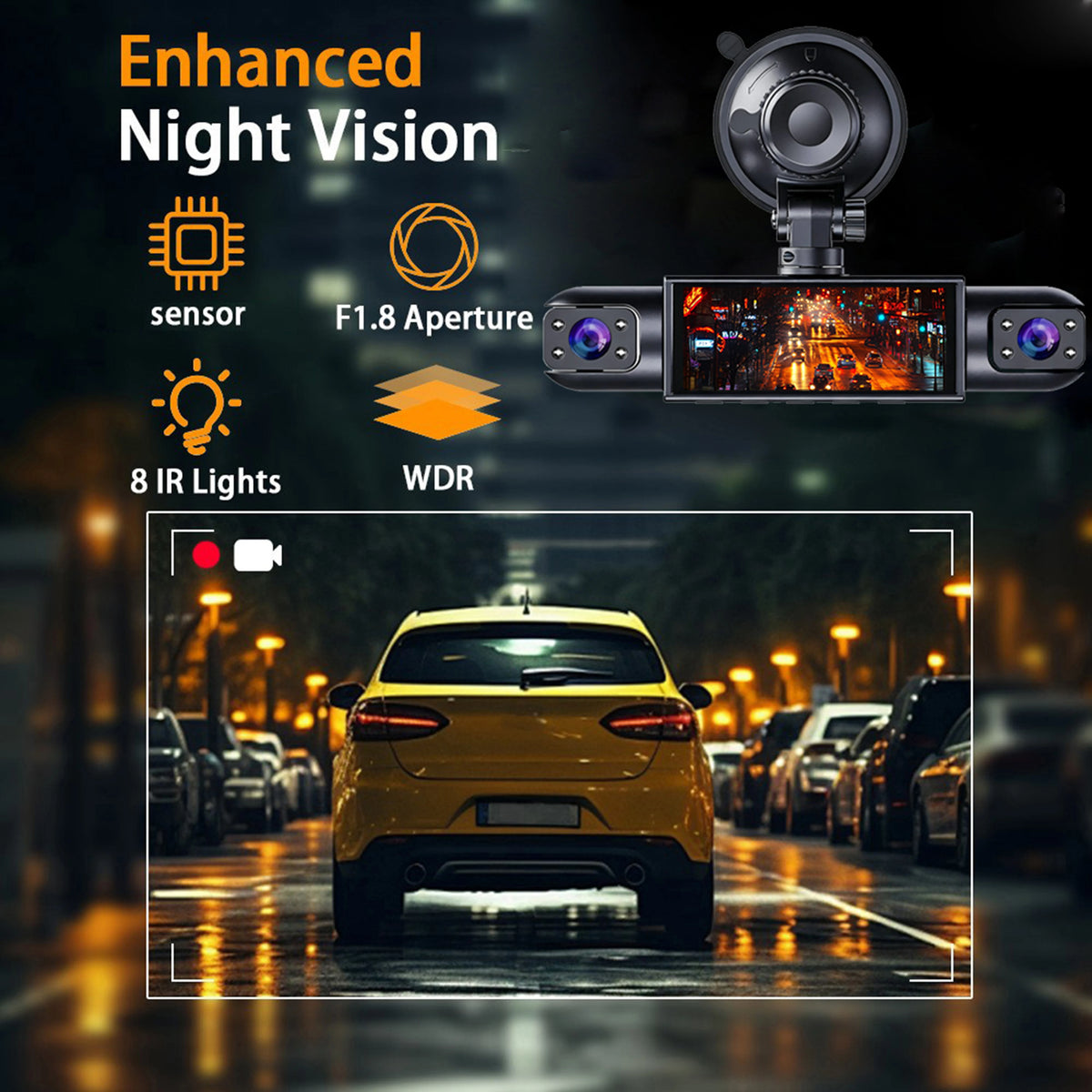 4-Channel 360° Dash Cam with Full Vehicle Coverage and Night Vision