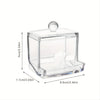 Clear plastic storage dispenser for cotton swabs and pads with a wooden lid
