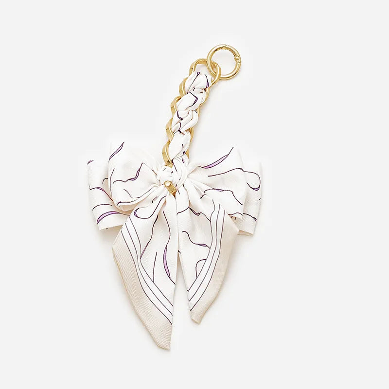 Elegant Bow Chain Bag Strap with Hanging Charm