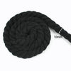 A ball of black natural twisted cotton cord with a 10mm thickness.