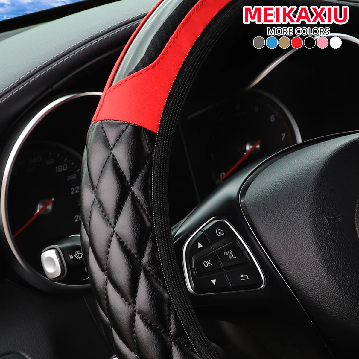 Crystal Carbon Fiber Steering Wheel Cover with 3D Embroidery