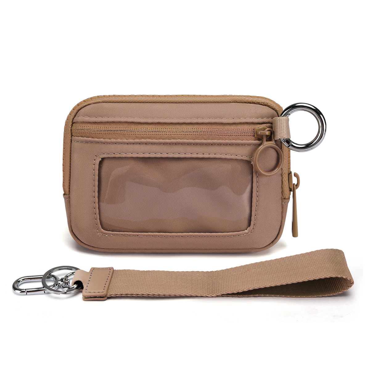 Checkered Card Case Wallet with Detachable Keychain and ID Window
