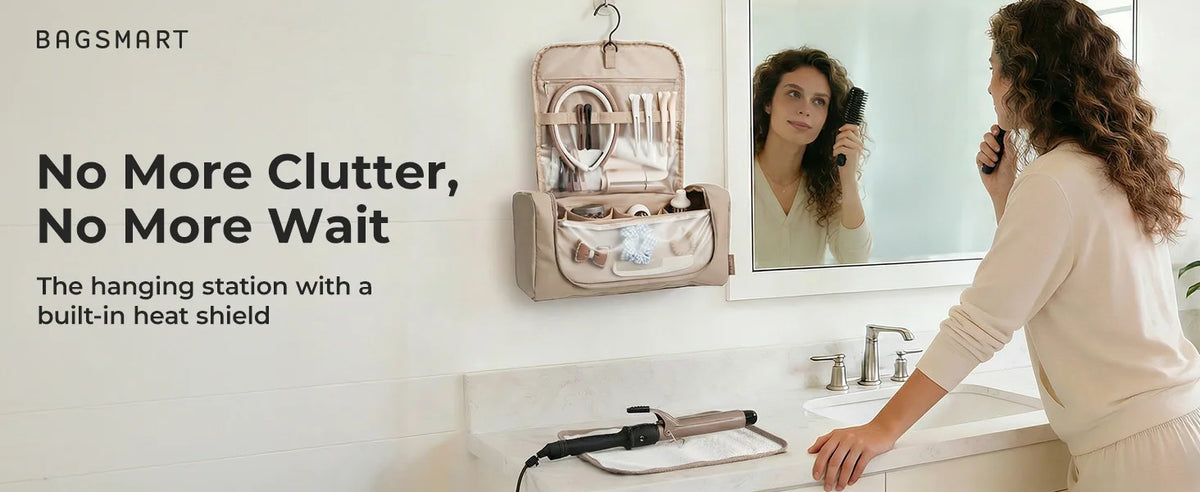 Travel Hair Tool Organizer with Hanging Hook