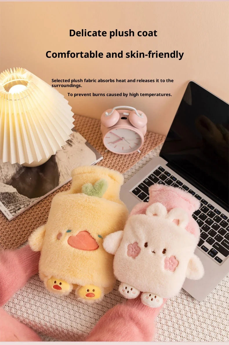 Adorable Plush Hot Water Bottle with Cozy Animal Cover