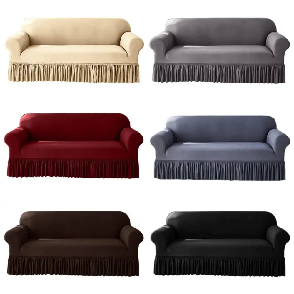 Stretch Sofa Slipcover with Skirted Edge