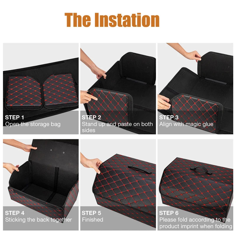 Folding PU Leather Car Trunk Organizer