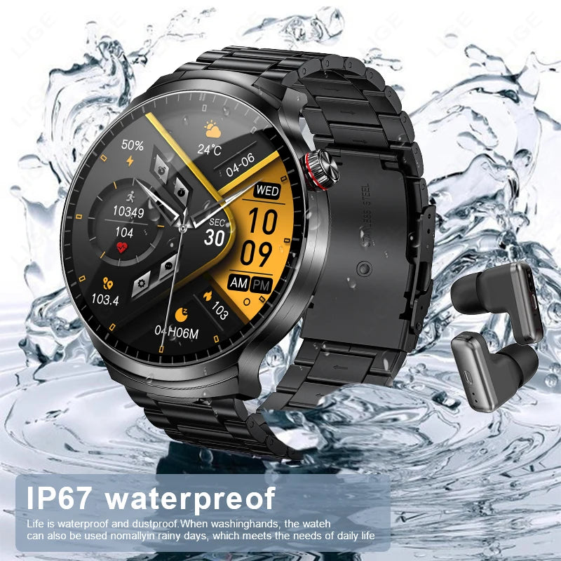 Smartwatch mit integrierten Wireless-Ohrhörern