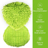 A bright lime green replacement spin mop head with a textured surface for cleaning and scrubbing.