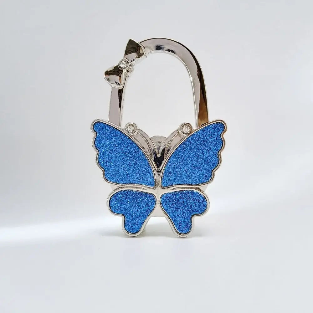 Silver foldable butterfly shaped hook for handbags