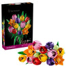 A box of Botanical Blooms building blocks featuring artificial flower bouquets in various colors and shapes.