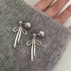 Graceful Bowknot Choker with Gray Pearl Pendant