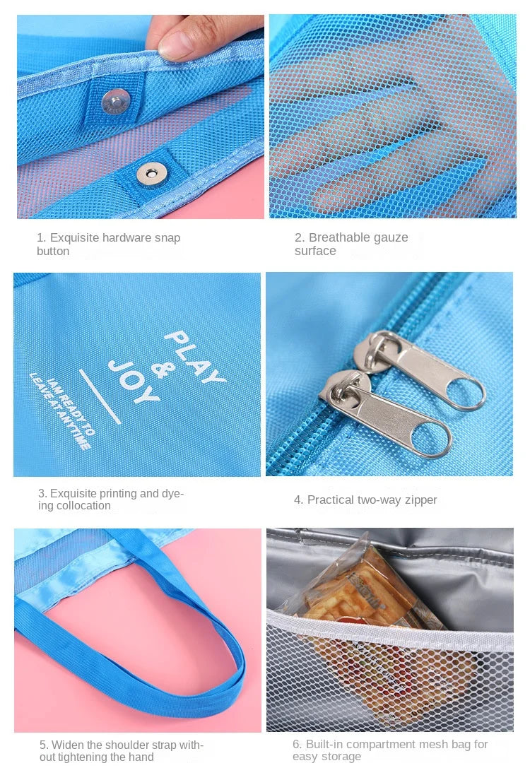 Insulated Mesh Beach Tote with Cooler Compartment