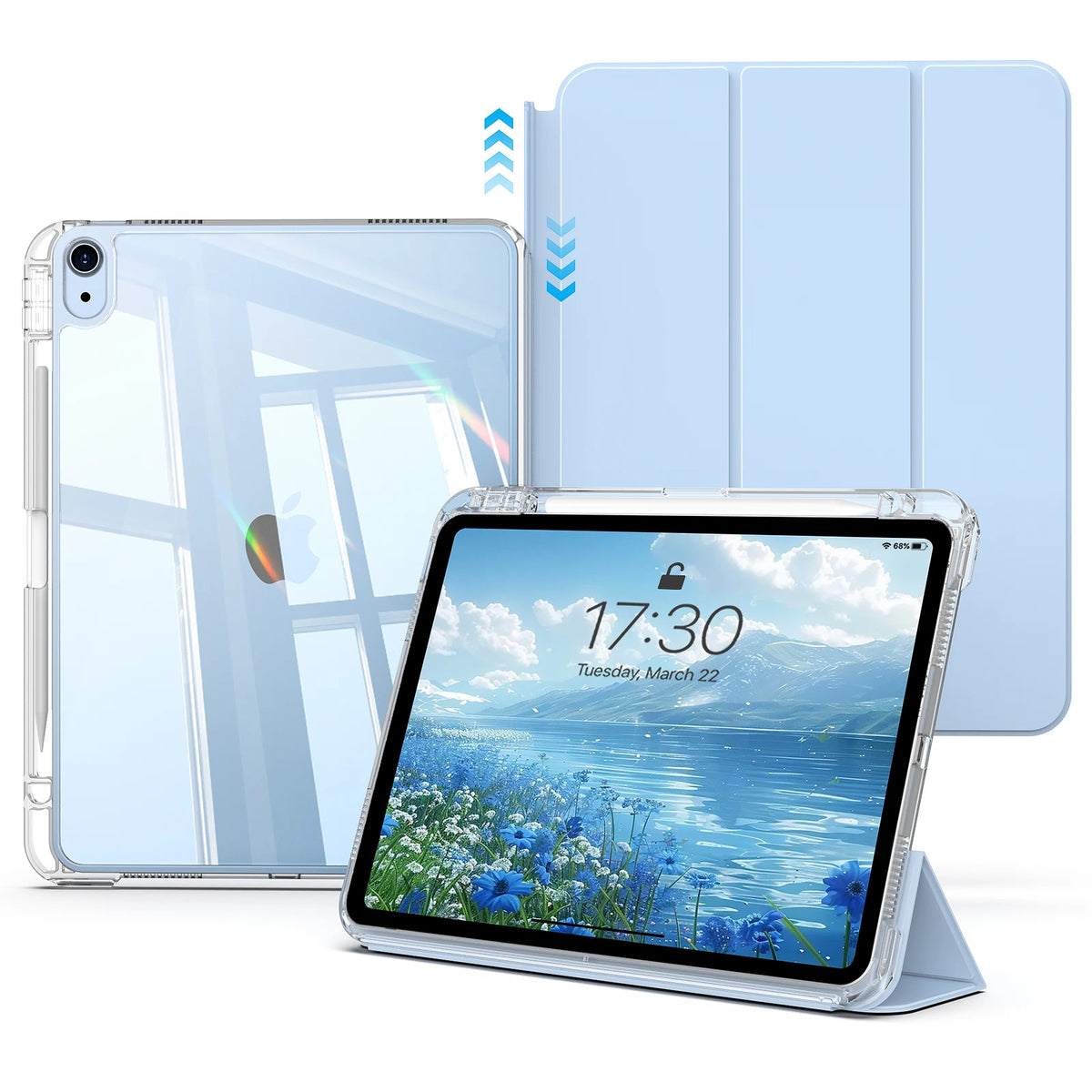Clear Hard Back Case for iPad with Detachable Sliding Cover