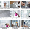 Instructions for applying silver one-way mirror window film to glass, including cleaning, measuring, spraying soapy water, an