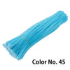 A bundle of bright blue chenille craft stems labeled Color No. 45