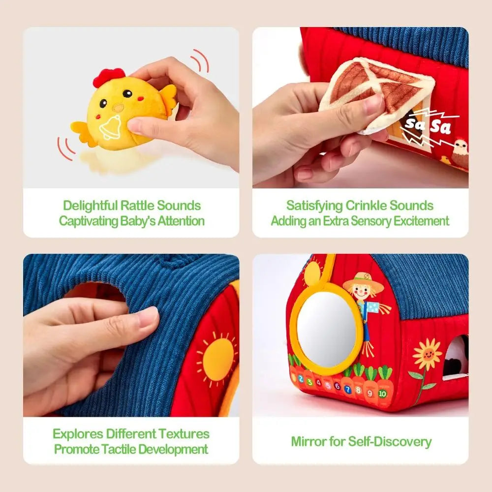 Interactive Plush Farm Barn with Stuffed Animals for Toddlers