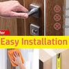 After image showing easy installation of a silver weather stripping seal for a door frame.