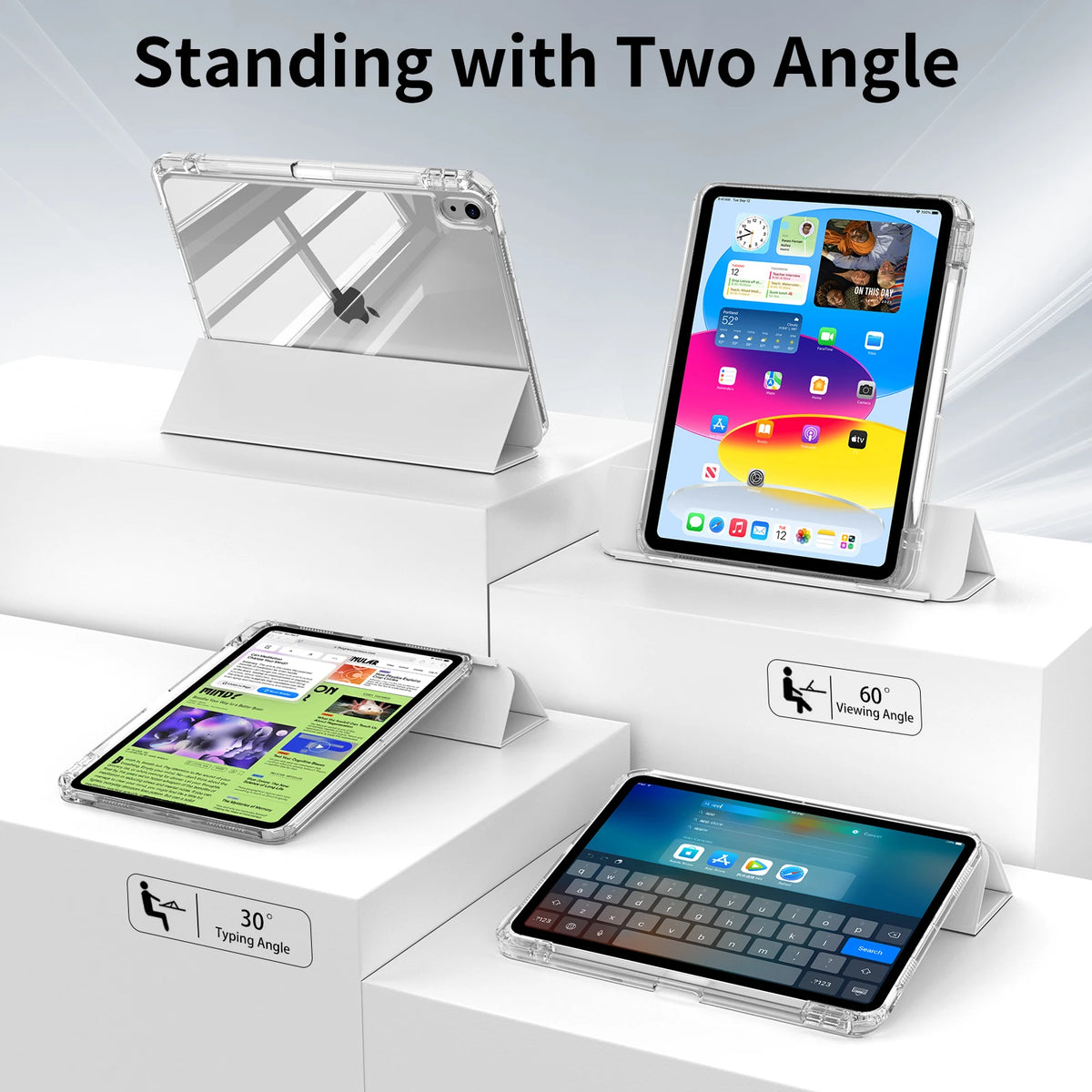 Clear Hard Back Case for iPad with Detachable Sliding Cover