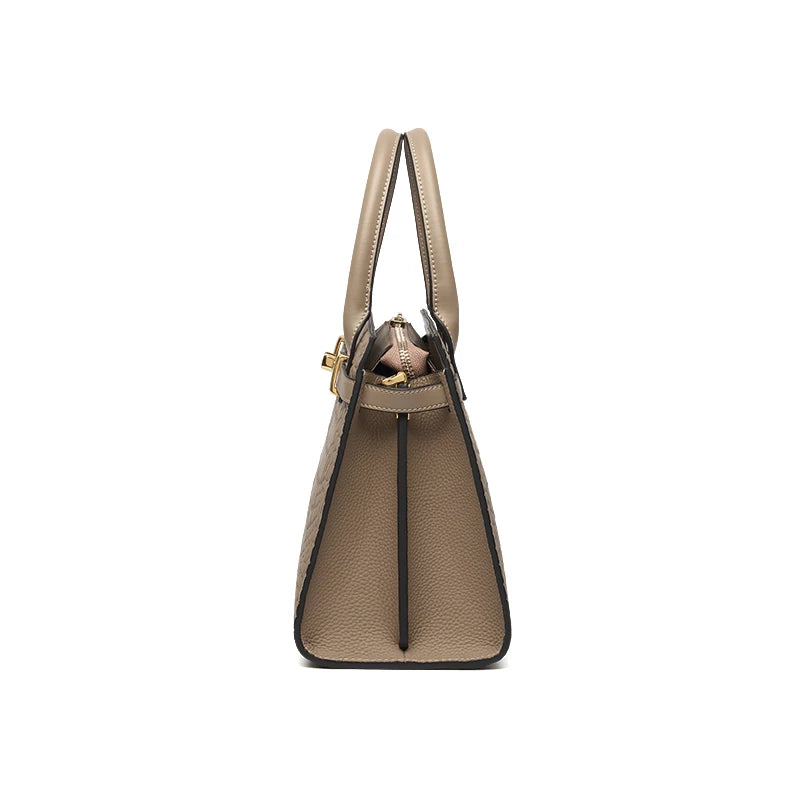 Elegant Genuine Leather Shoulder Bag for Women with Top Handle