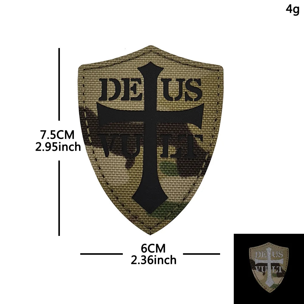 Knights Templar Cross Patch with Hook and Loop Backing