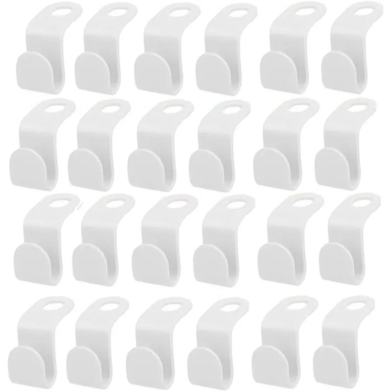 White space-saving cascading hanger connectors used for closet organization