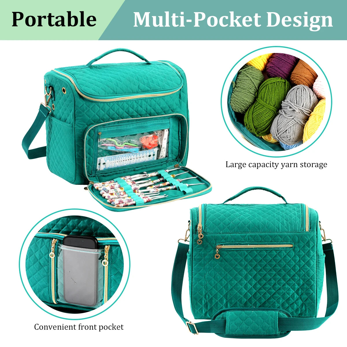 Portable Yarn Storage & Crochet Organizer Bag