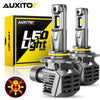A box and two LED light bulbs from AUXITO for automotive headlights are shown.