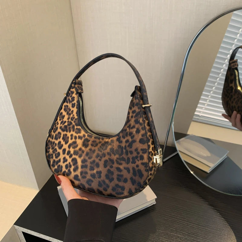 French-Style Cow Print Crossbody Bag