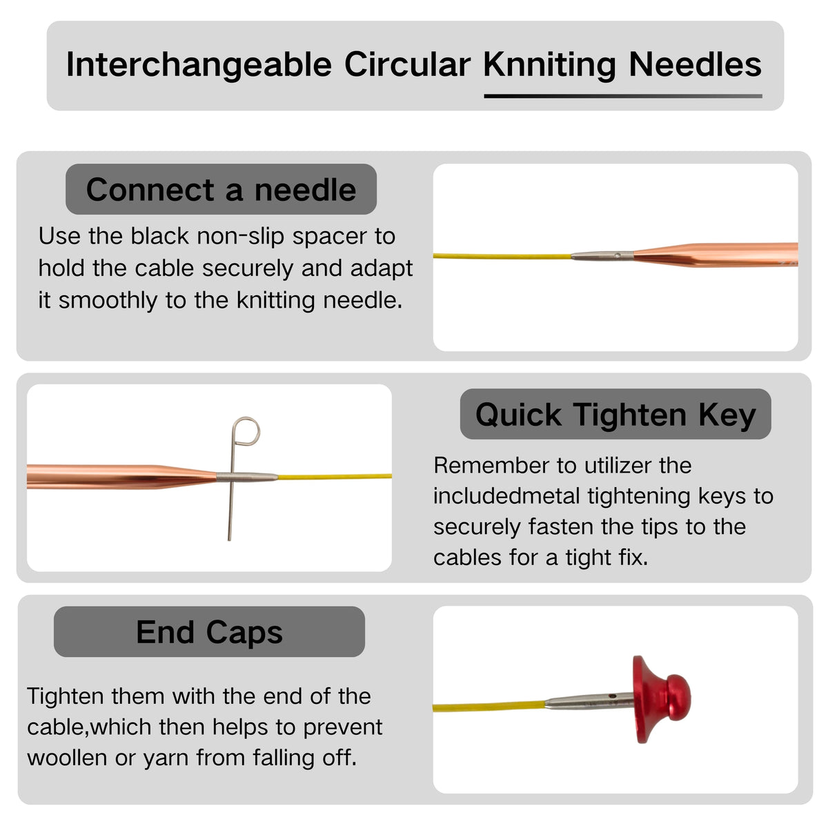 Interchangeable Aluminum Knitting Needle Set with Crochet Hooks