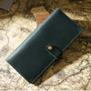 Vintage Leather Long Bifold Wallet with Snap Closure