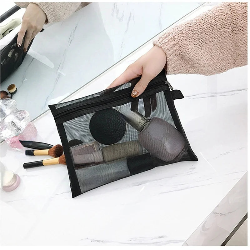 Breathable Mesh Makeup Bag Organizer - Multi-Purpose Travel Toiletry Pouch