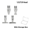 Stainless steel diamond painting pen tip set with screw-on handles numbered 1, 2, 7, and 8 with a storage box