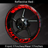 Reflective red decals for a motorcycle wheel rim featuring the MT-07 branding.