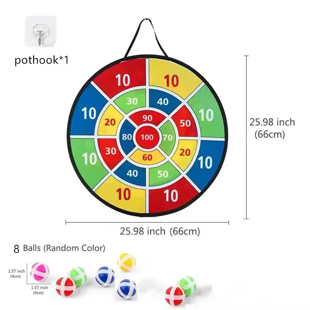 Sticky Ball Dart Board Set for Kids – Double-Sided Educational Family Game