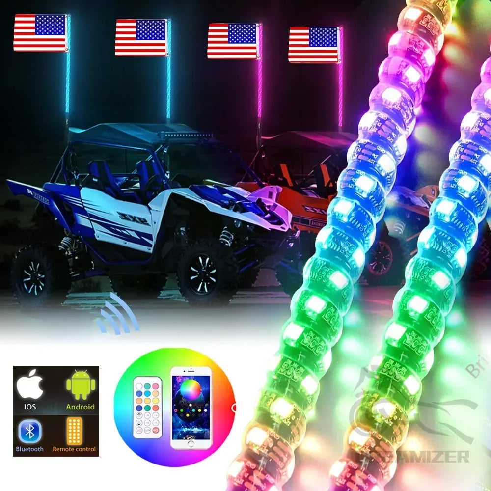 RGB LED Whip Light with Quick Release Base for Offroad Vehicles