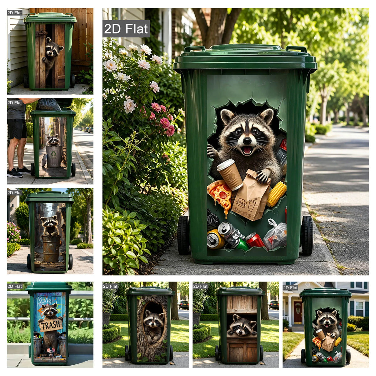 Raccoon Wheelie Bin Decal - Waterproof Outdoor Sticker