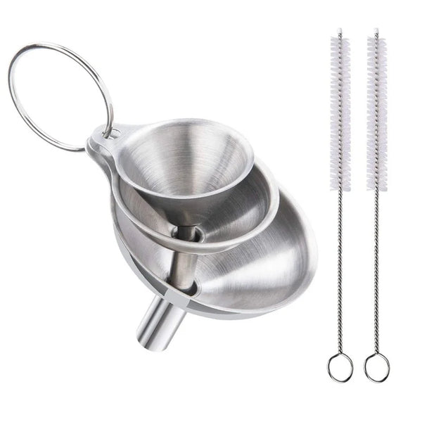 Stainless Steel Kitchen Funnel Set with Storage Ring