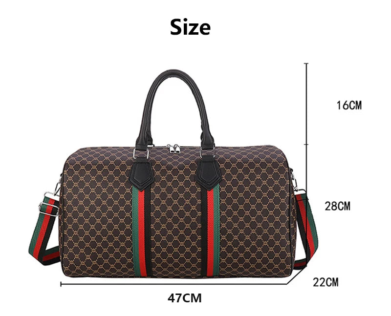 Large Capacity Women's Travel Duffel Tote with Plaid Design