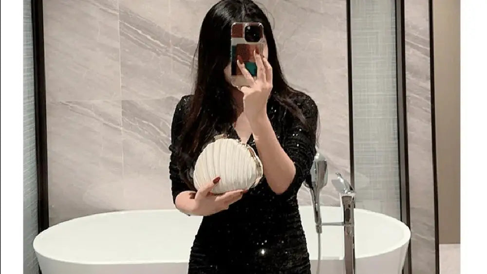 Elegant Pleated Evening Clutch with Chain Strap