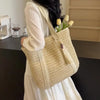 Natural Straw Woven Tote Bag with Tassel