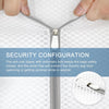 Close-up of a silver anti-rust zipper with an automatic lock and a smart flap on a gray mesh laundry bag