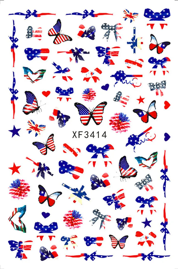 Patriotic American Flag Nail Art Stickers